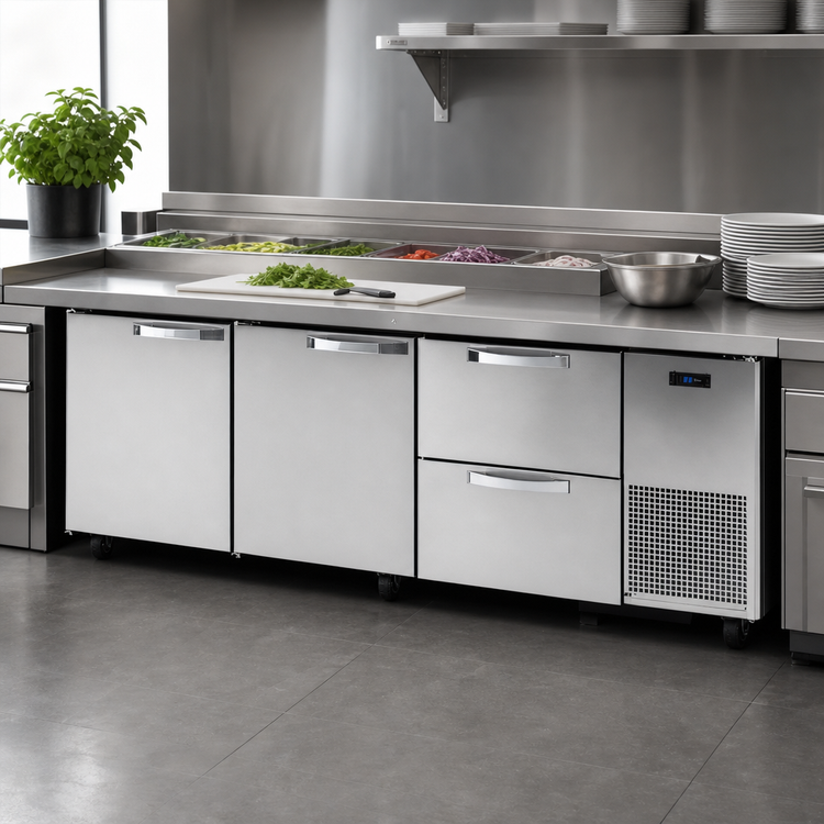 Product image #4 for True SPEC SERIES 93-1/4-Inch 3-Section Deep Undercounter Refrigerator with 2 Doors and 2 Drawers