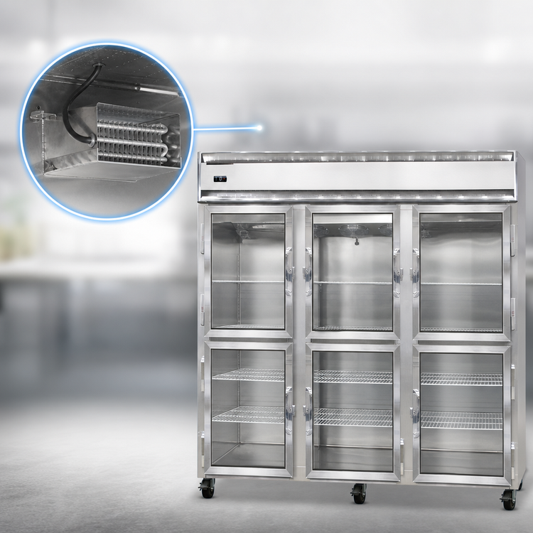 Product image #4 for Continental Refrigerator 3FENGDHD 82.25" Three-Section Extra-Wide Display Reach-In Freezer with Half-Height Glass Doors
