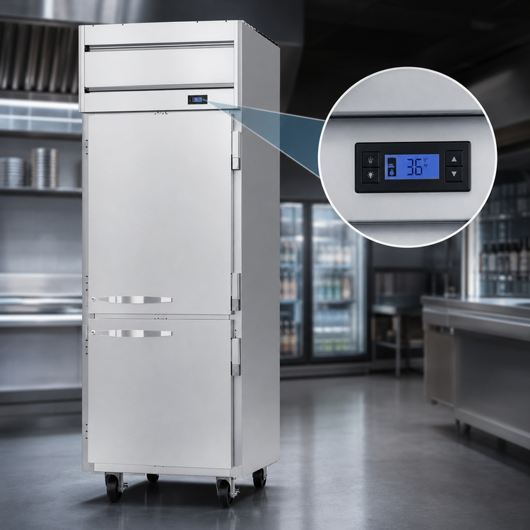 Product image #4 for Beverage-Air Horizon Series 1-Section Top Mount Reach-In Refrigerator with 2 Half Solid Doors, 21.17 Cu. Ft.
