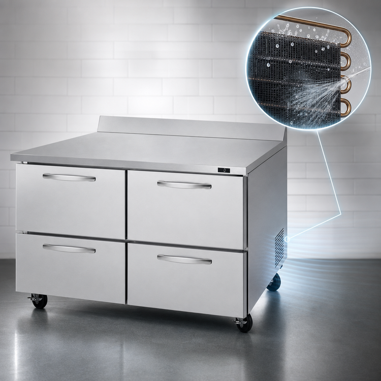 Product image #4 for Turbo Air PRO Series Two-Section Worktop Freezer with 4 Drawers, 17.2 Cu. Ft., Self-Contained, Stainless Steel
