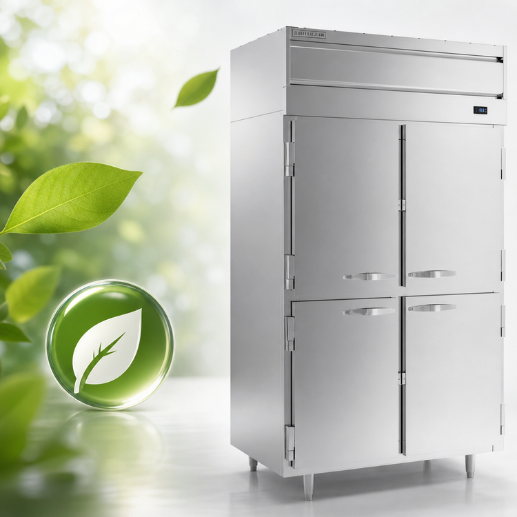 Product image #4 for Beverage-Air P Series Two-Section Top-Mount Reach-In Freezer with 4 Half-Solid Doors, 44.57 Cu. Ft.