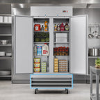 Thumbnail image #4 for Koolmore RIR-2D-SS35C 39-Inch 2-Section Reach-In Refrigerator, 35 Cu. Ft., Bottom-Mount Self-Contained, Solid Stainless Steel Doors