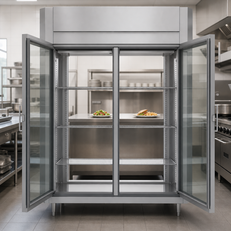 Product image #5 for Victory UltraSpec Extra Wide Pass-Thru Two-Section Glass Door Freezer, Self-Contained, Standard Depth, 52.97 Cu. Ft.