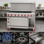 Thumbnail image #4 for American Range ARGF-12G-6B-126L-SBR 48-Inch Gas Range with 12-Inch Manual Griddle, 6 Open Burners, Standard Oven