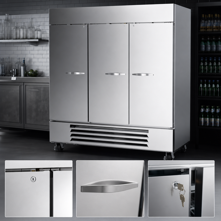Product image #5 for Beverage-Air Horizon Series Dual-Temperature Three-Section Reach-In Refrigerator/Freezer with Solid Doors, 75-Inch Wide