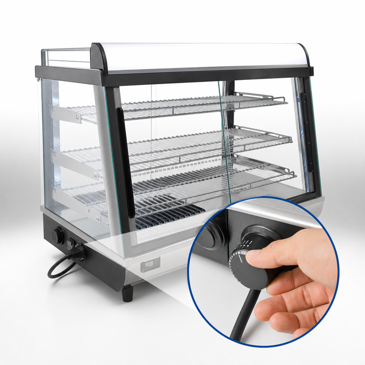 Product image #4 for Omcan Elite Series Countertop Pass-Thru Heated Display Case, 35-Inch, Full/Self-Service