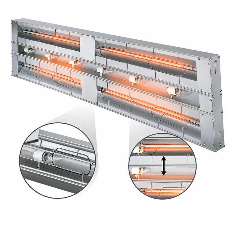 Product image #4 for Hatco Glo-Ray Lighted Double Infrared Strip Heater, 18 Inch Wide, Aluminum, 620 Watts