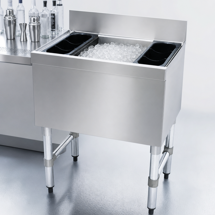 Product image #4 for Advance Tabco Underbar Basics™ 42-Inch Cocktail Unit Ice Bin, 12-Inch Deep, 140 lb. Capacity