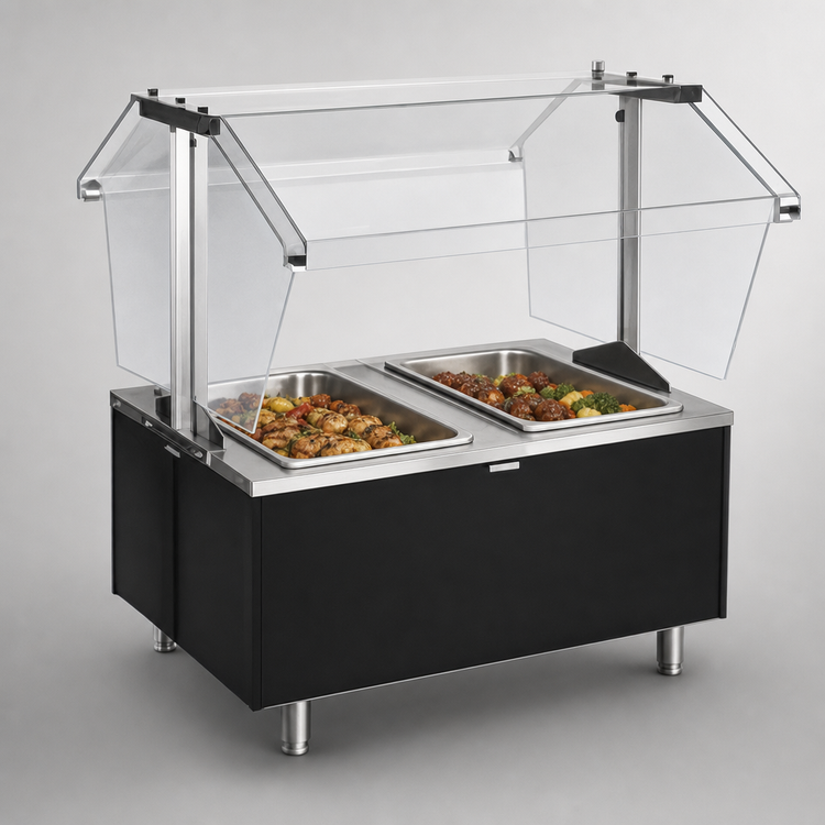 Product image #4 for Eagle Service Mate Deluxe Countertop Buffet Hot Food Table, 4 Wells, 208V Three-Phase, Double-Sided Sneeze Guard