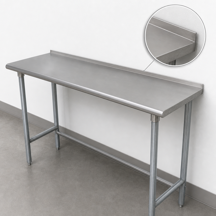 Product image #4 for Advance Tabco 108" x 24" 16-Gauge 430 Stainless Steel Underbar Work Table with Rear Up-Turn and Galvanized Base