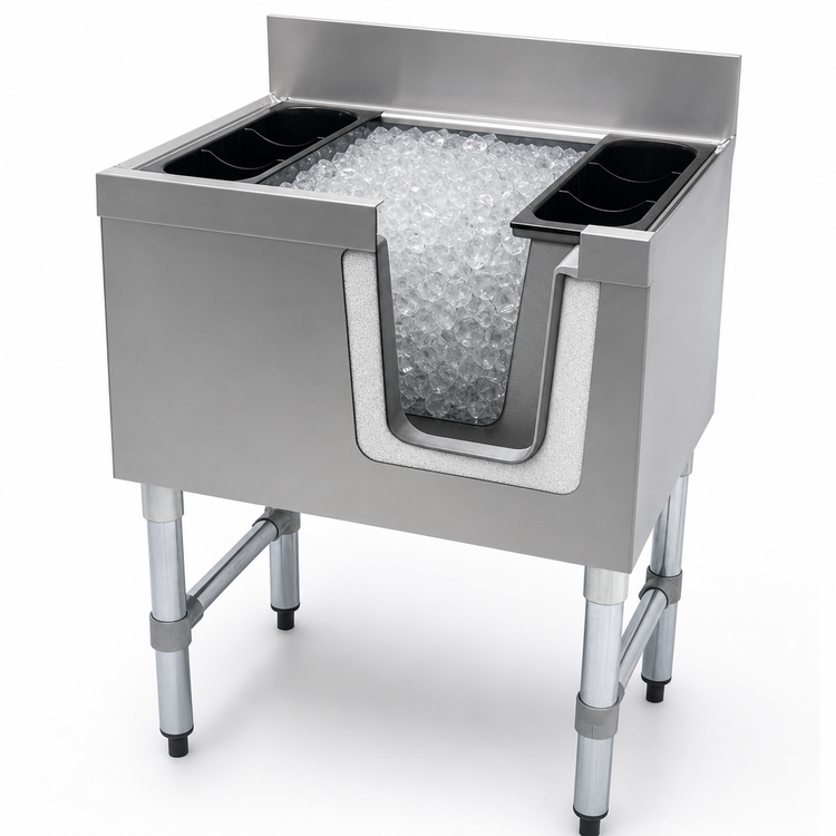 Product image #4 for Advance Tabco Underbar Basics™ 36-Inch Stainless Steel Cocktail Unit with 16-Inch Deep Ice Bin and 7-Circuit Cold Plate