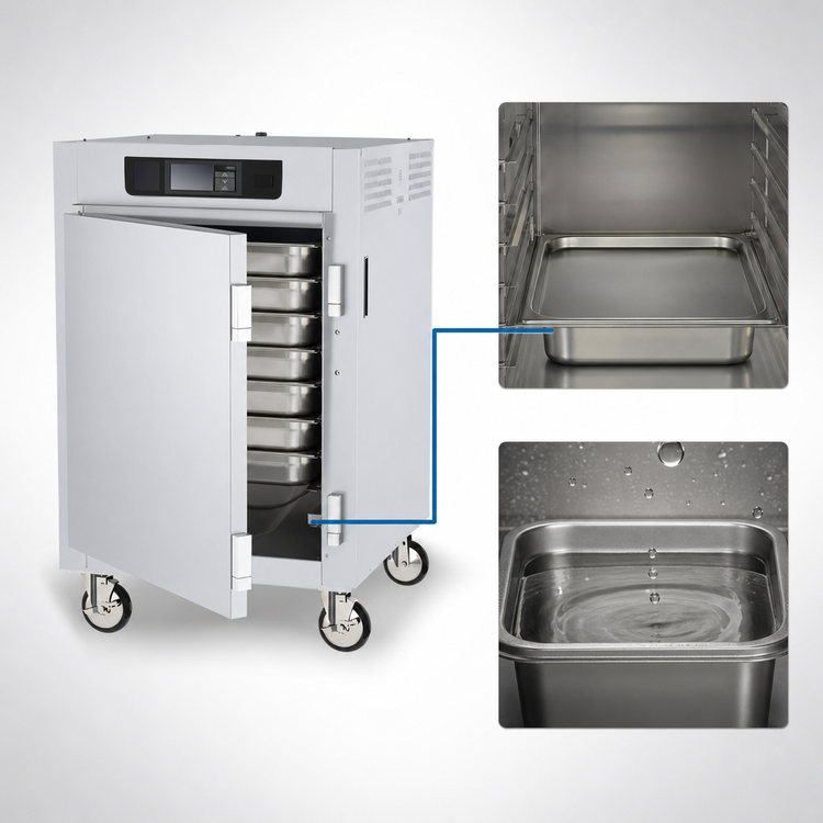 Product image #4 for Metro C5 8 Series 1/2 Height Mobile Controlled Temperature Holding Cabinet, 8-Pan Capacity, Solid Doors, Lip Load Slides