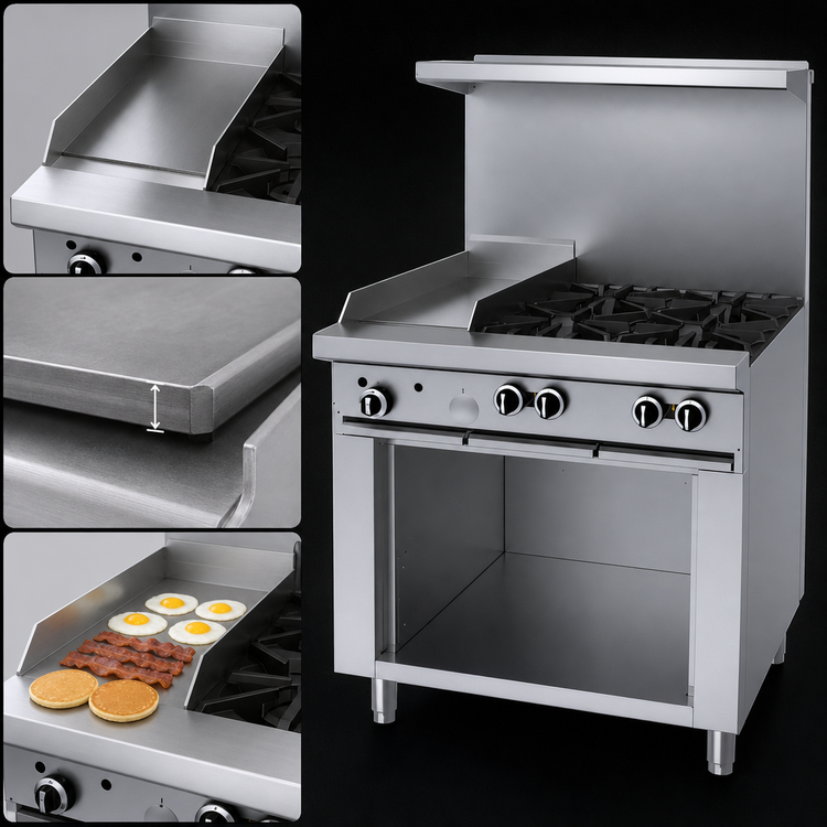 Product image #4 for Garland G Starfire Pro G36-4G12S 36-Inch Gas Restaurant Range with 4 Open Burners, 12-Inch Griddle, and Storage Base