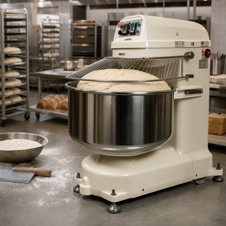 Product image #4 for BakeryXpress Floor Model 2-Speed Spiral Dough Mixer with 127 Qt Fixed Bowl, 175 Lb Capacity
