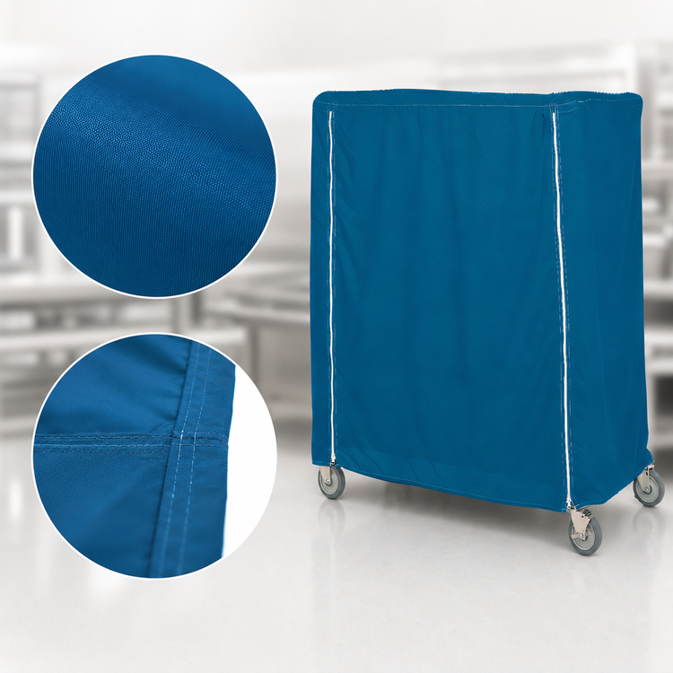 Product image #4 for Metro 36 x 24 x 62 Inch Mariner Blue Nylon Cart Cover for Queen Mary & Banquet Carts