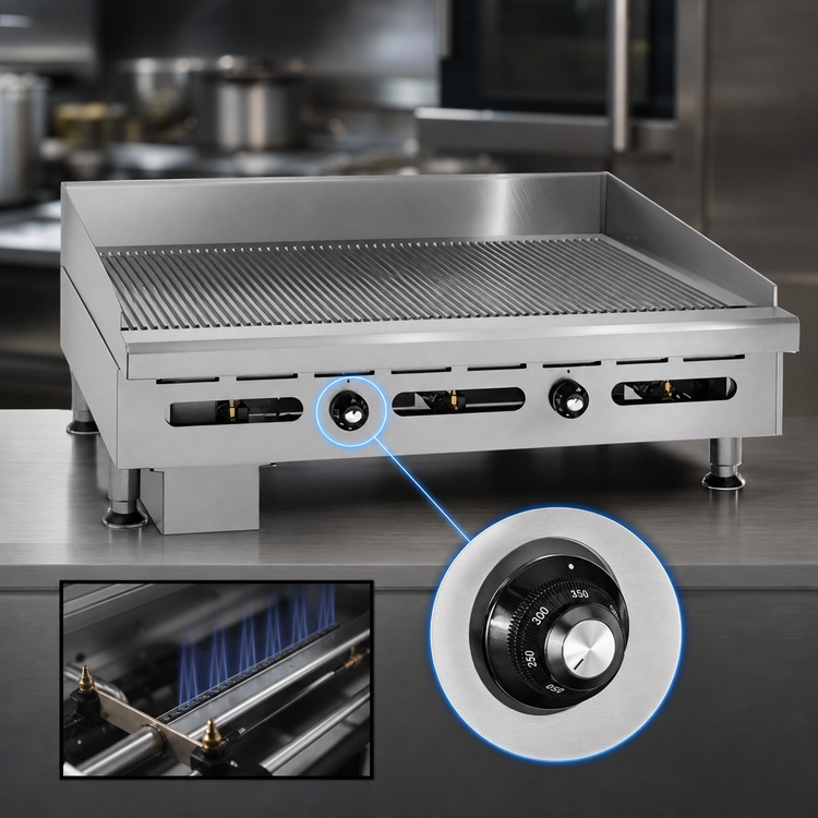 Product image #4 for Imperial IGG-60 60-Inch Grooved Countertop Gas Griddle, 24-Inch Deep Cooking Surface