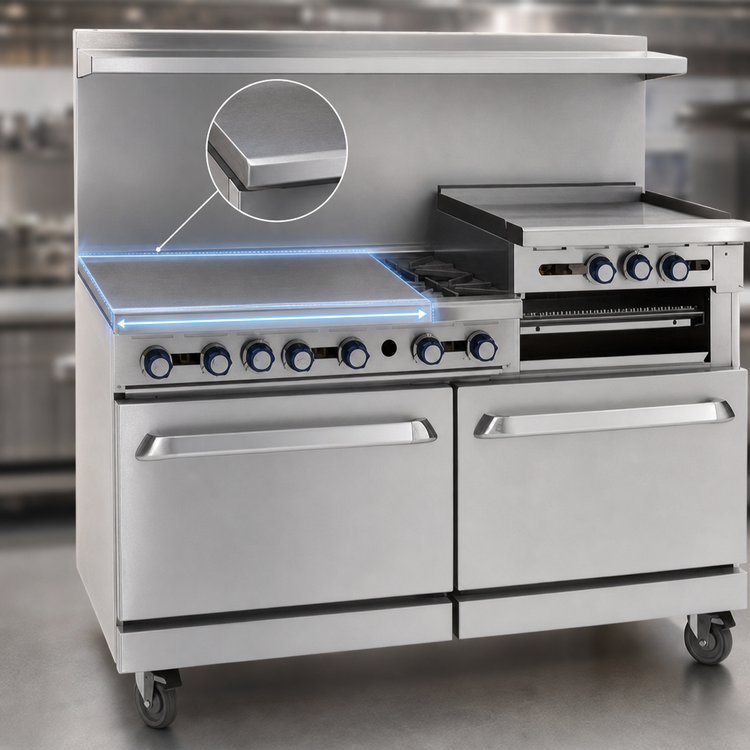 Product image #4 for Imperial Pro Series 60 Inch Gas Restaurant Range with 2 Open Burners, 48 Inch Griddle, and 2 Standard Ovens