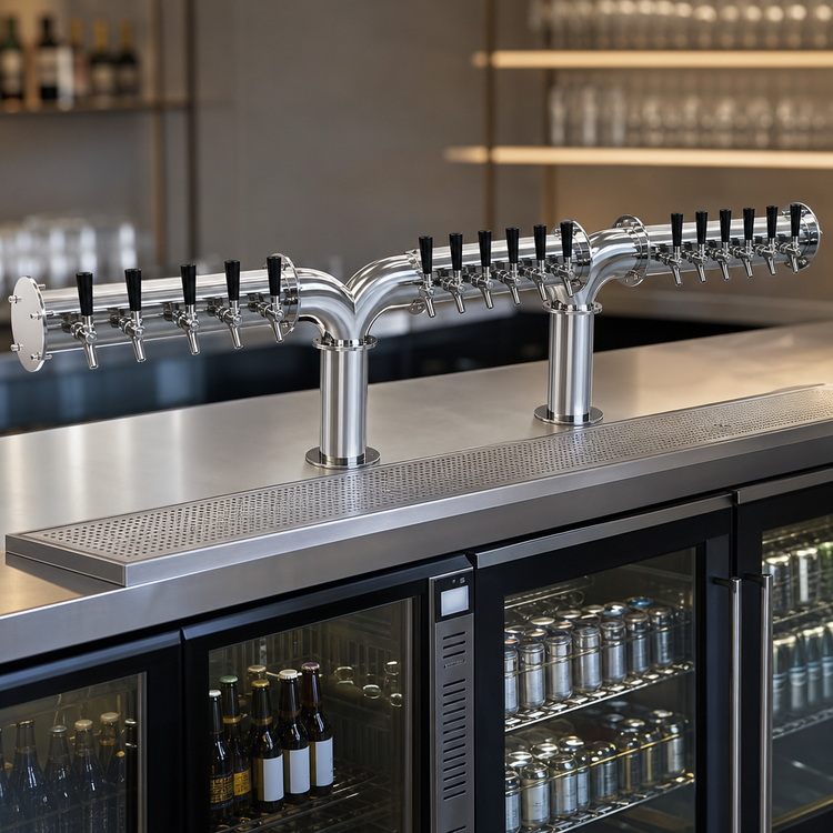 Product image #4 for Krowne Double Pipe Y-Tower Glycol-Cooled Beer Tower, 18 Faucets, 87-Inch Overall Length
