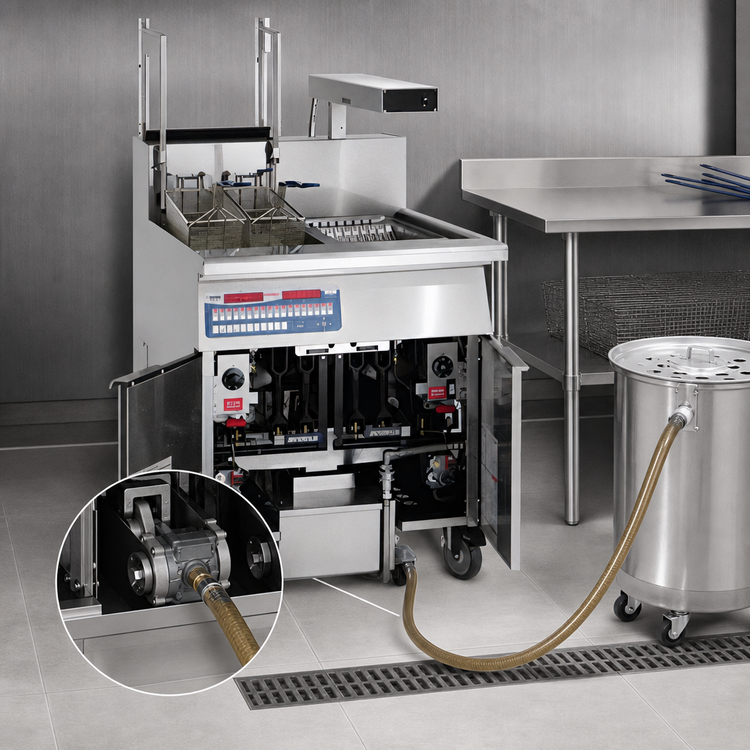 Product image #4 for Imperial 50 lb Open Pot Gas Floor Fryer/Filter System with Built-In Filter and Drain Station