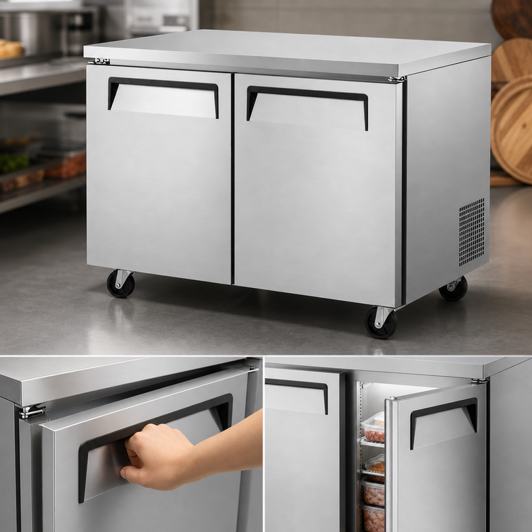 Product image #4 for Turbo Air E-Line 48-1/4-Inch Two-Section Undercounter Freezer with Solid Doors, 13.2 Cu. Ft., Self-Contained Rear-Mounted Refrigeration