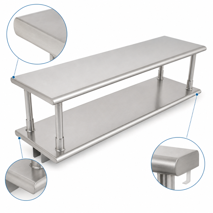 Product image #4 for Eagle Group 48-Inch W x 18-Inch D Stainless Steel Pass-Thru Shelf with Overshelf