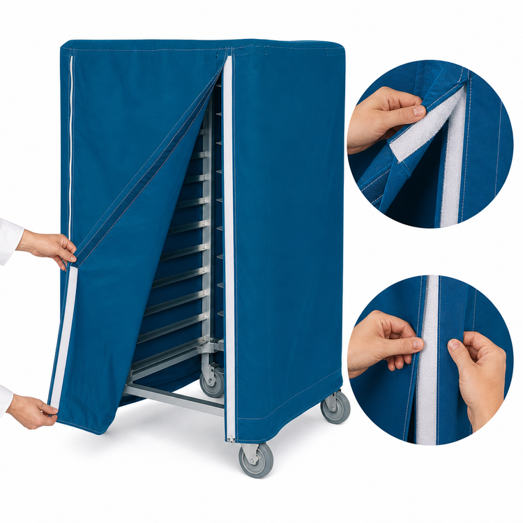 Product image #4 for Metro Waterproof Vinyl-Nylon Coated Queen Mary & Banquet Cart Cover, 48 x 18 x 62 Inches, Mariner Blue