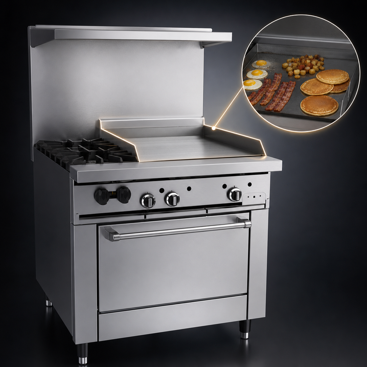 Product image #4 for Garland SunFire 36-Inch Gas Restaurant Range with 2 Open Burners, 24-Inch Griddle, and Standard Oven