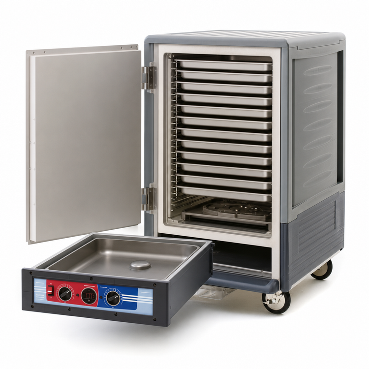 Product image #4 for Metro C5 3 Series Half-Height Mobile Moisture Heated Holding and Proofing Cabinet, Gray Insulation Armour, Solid Door, 17-Pan Capacity
