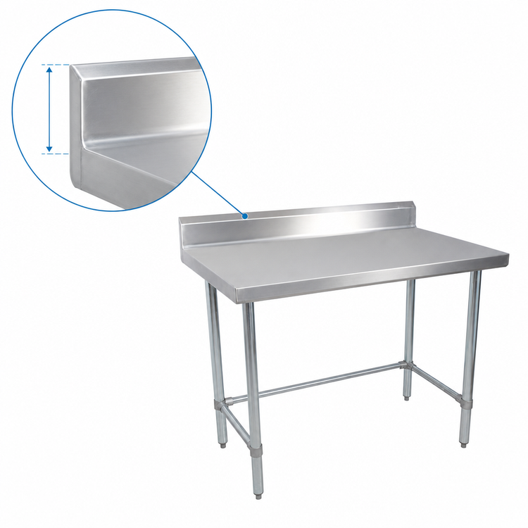 Product image #4 for BK Resources 84-Inch x 24-Inch Stainless Steel Open Base Work Table with 5-Inch Backsplash