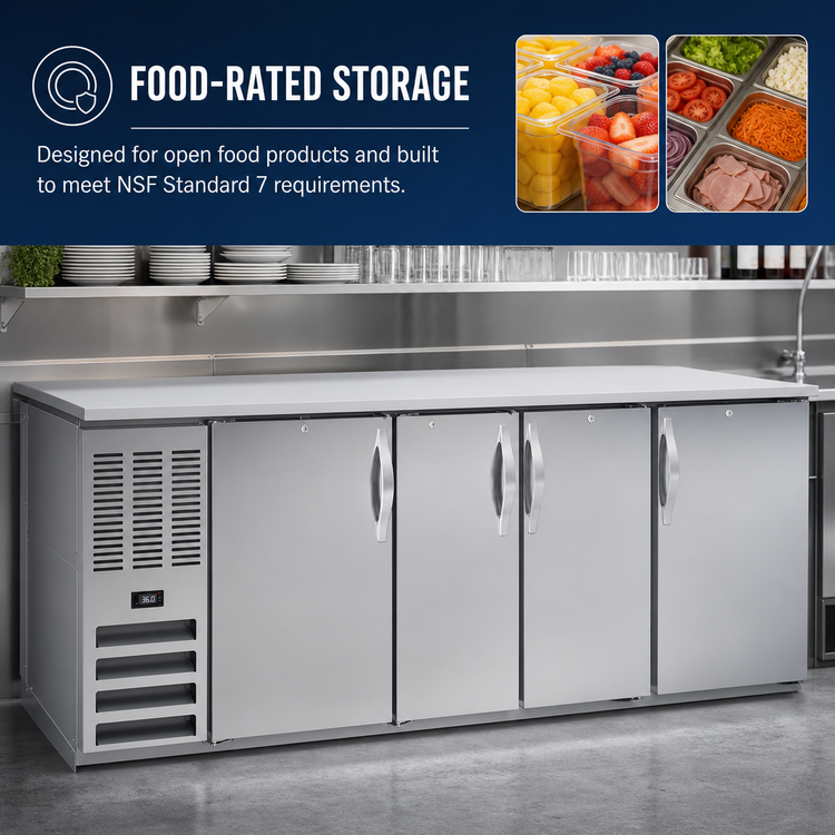 Product image #4 for Beverage-Air BB72HC-F-PT-S Three-Section Pass-Thru Food-Rated Back Bar Refrigerator with 6 Solid Doors