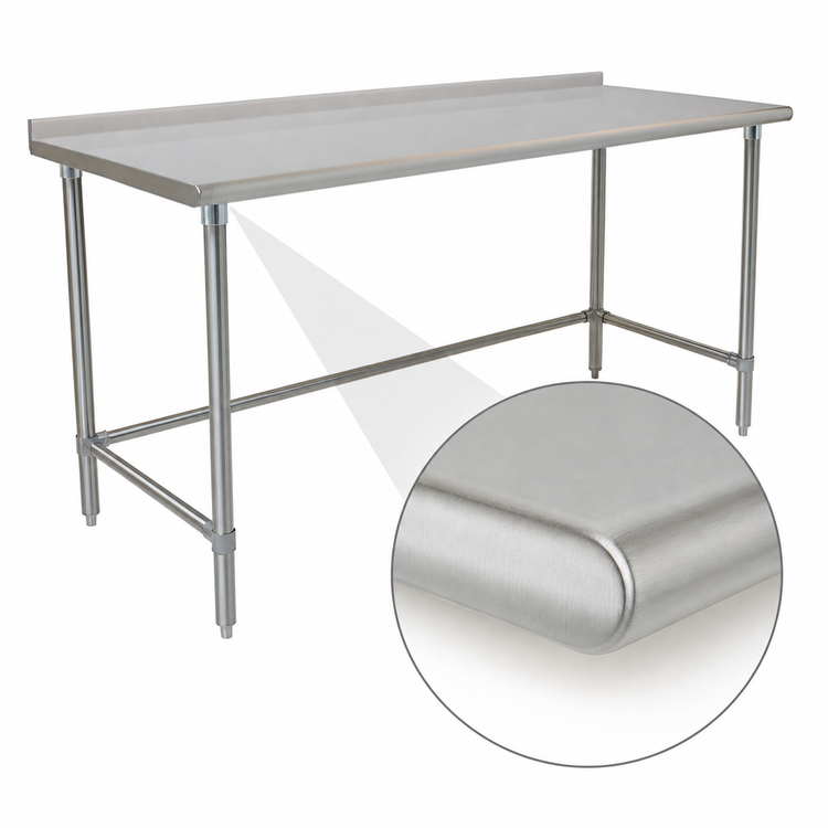 Product image #4 for BlendPort Budget Series 84-Inch x 24-Inch 430 Stainless Steel Work Table with Rear Upturn and Tubular Base
