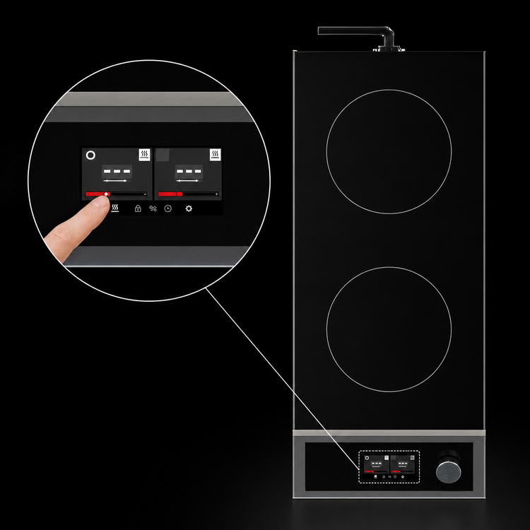 Product image #4 for CookTek Helios Touch Freestanding Front-to-Back Double Hob Induction Cooktop, 3500W Per Hob, 200-240V