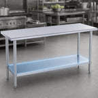 Thumbnail image #4 for Duke Manufacturing 416-3084 Stainless Steel Work Table with Galvanized Undershelf, 84 x 30 x 36 Inches, No Backsplash