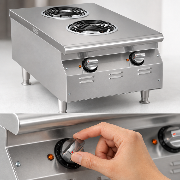 Product image #4 for RedHots Chef Line 18-Inch Countertop Electric Hotplate, 2-Burner, 208V