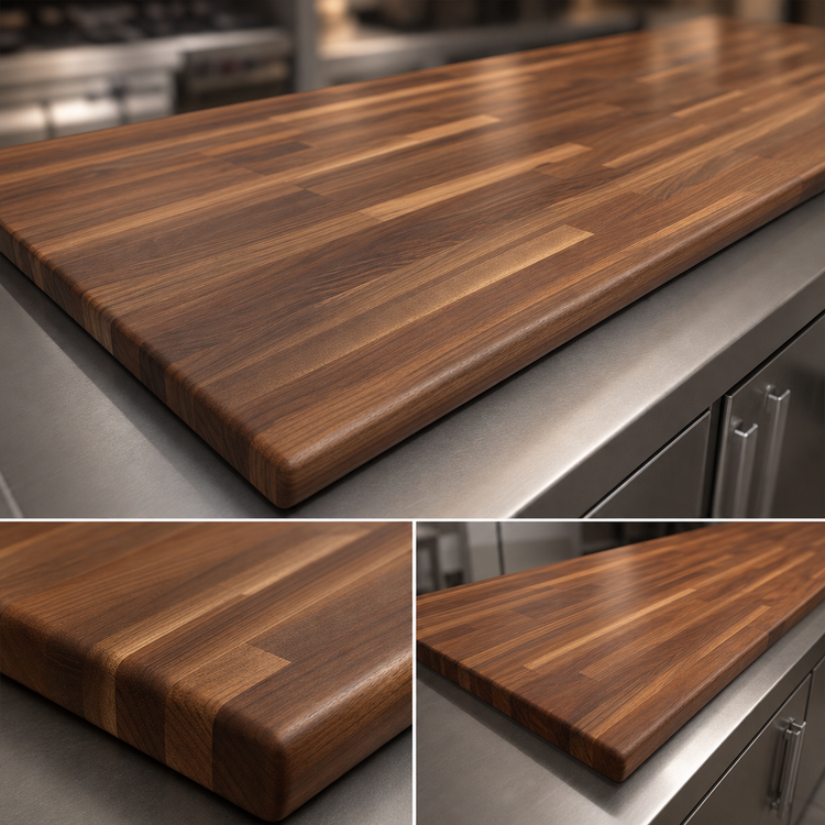 Product image #4 for Boos Block American Black Walnut Blended Edge Grain Kitchen Countertop, 144 x 42 x 1-1/2 Inch, Penetrating Oil Finish