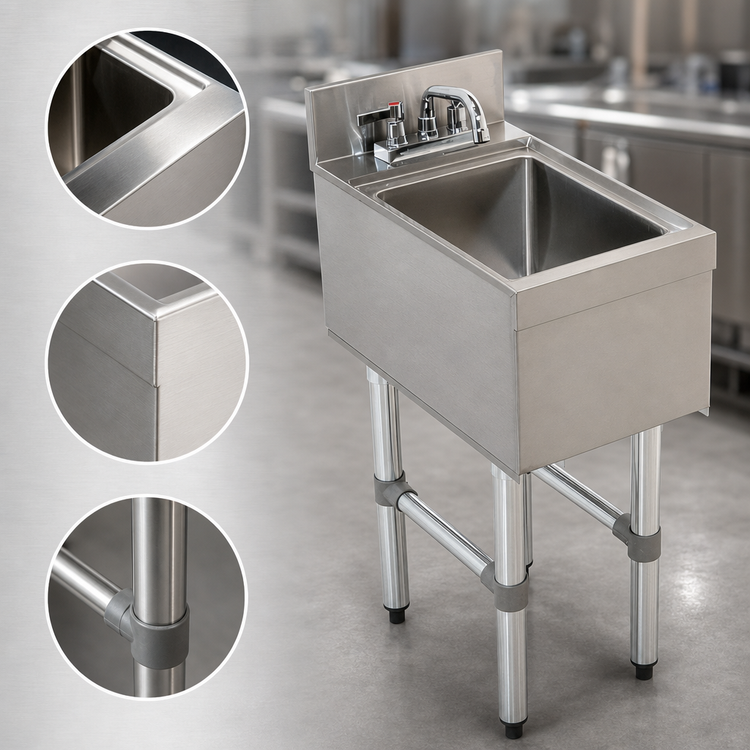 Product image #4 for Advance Tabco Underbar Basics™ Freestanding Stainless Steel Underbar Hand Sink with Faucet and Backsplash