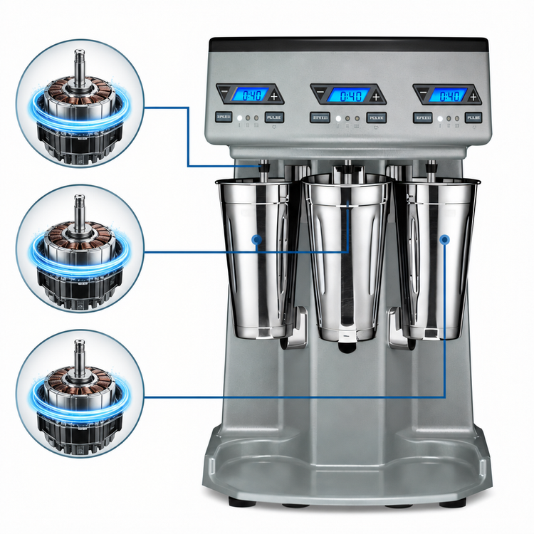 Product image #4 for Waring Commercial Heavy-Duty Triple Spindle Countertop Drink Mixer with 3 Independent 1 HP Motors