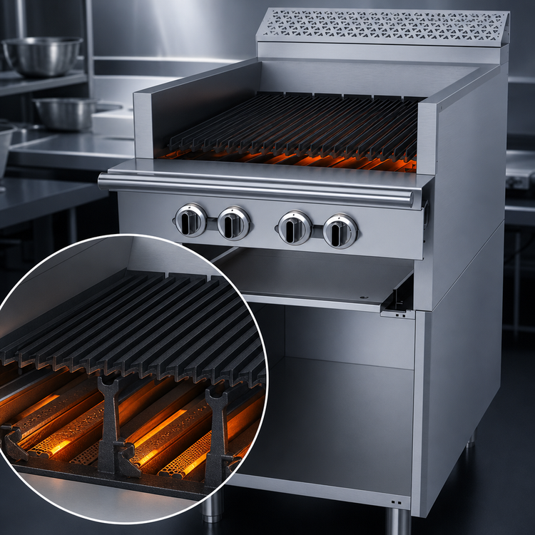 Product image #4 for Garland Cuisine Series Heavy Duty 24-Inch Gas Char-Broiler Range with Open Cabinet Base, Fixed Cast Iron Grates, and 72,000 BTU