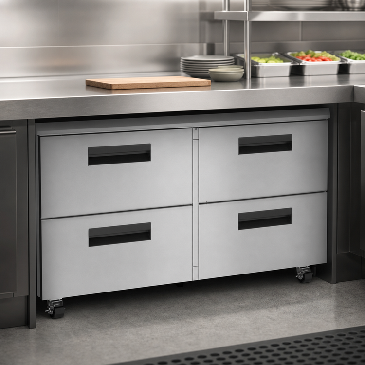 Product image #4 for Hoshizaki Steelheart 60-Inch Low Profile Two-Section Undercounter Refrigerator with 4 Drawers