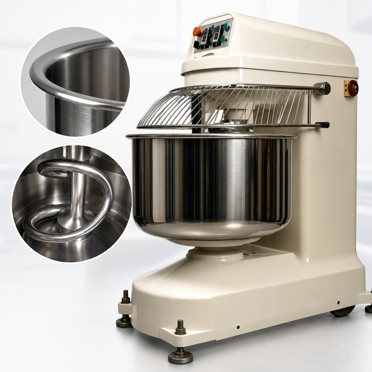 Product image #4 for BakeMax 42 Qt Floor Model Fixed-Bowl Spiral Dough Mixer, 20 Kg Capacity, 220V 3-Phase