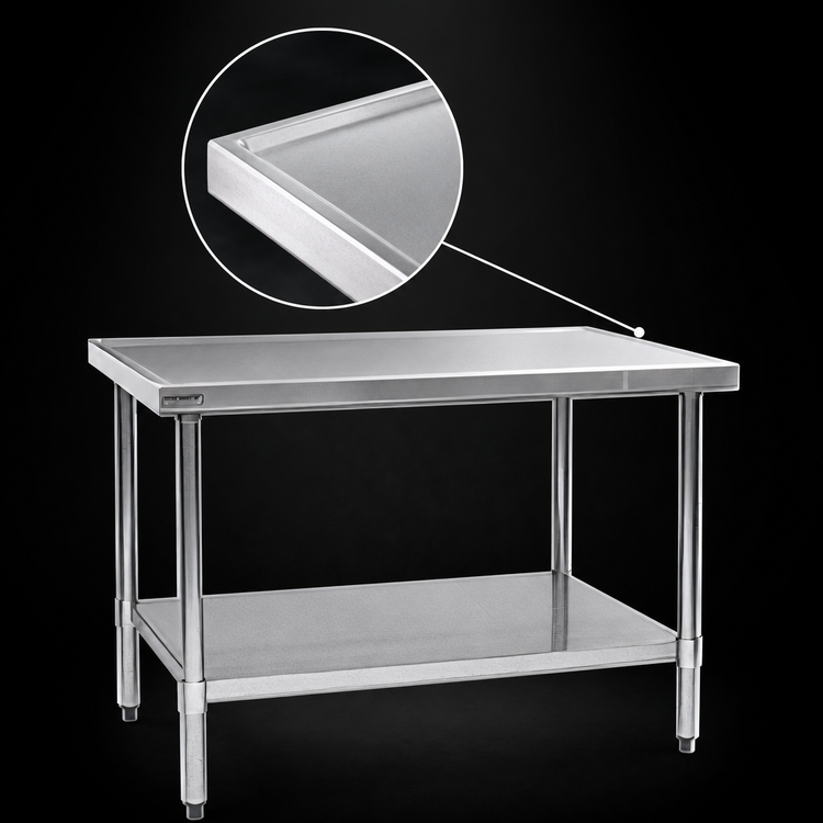 Product image #4 for Eagle Spec-Master Marine Series Stainless Steel Work Table with Adjustable Galvanized Undershelf, 84 x 24 Inches