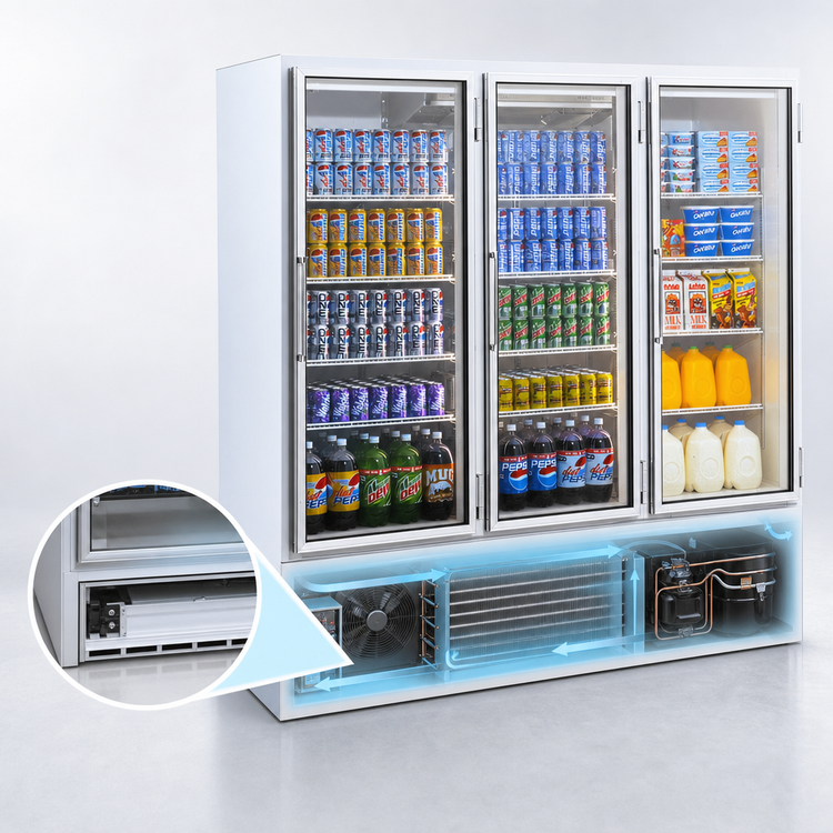 Product image #4 for Howard-McCray 75 Cu. Ft. Three-Section Bottom-Mount Glass Door Freezer Merchandiser