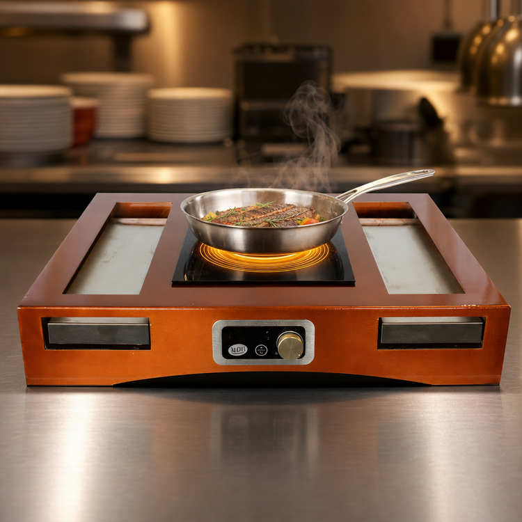 Product image #4 for TableCraft Single Induction Countertop Action Station Kit with Drop-In Cooktop and Cooling Plates