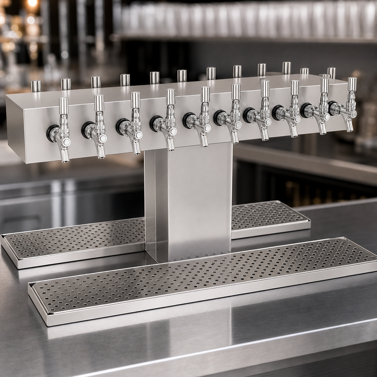 Product image #4 for Glastender Double-Sided Countertop Glycol-Cooled Draft Dispensing Tower, 20 Faucets, Stainless Steel