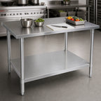 Thumbnail image #4 for John Boos ST6-48108SSW 108" x 48" Stainless Steel Flat Top Work Table, 16-Gauge, Open Base with Undershelf