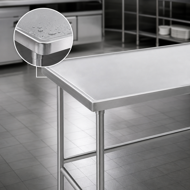 Product image #4 for Advance Tabco TVSS-307 84 x 30 Inch 14-Gauge 304 Stainless Steel Work Table, Open Base