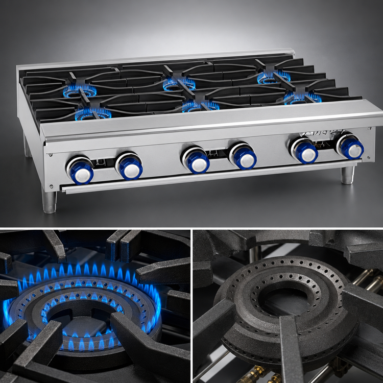 Product image #4 for Imperial 36-Inch Gas Countertop Hot Plate with 3 Open Burners and Standing Pilots