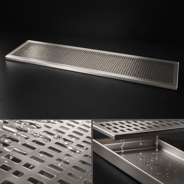 Product image #4 for 72-Inch Surface Mount Stainless Steel Drip Tray Trough with Perforated Screen