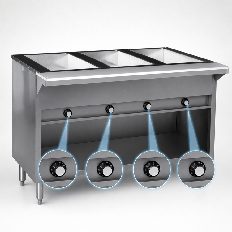 Product image #4 for Spec-Master HT4CB-208 63.5" Electric 4-Well Hot Food Table with Enclosed Base