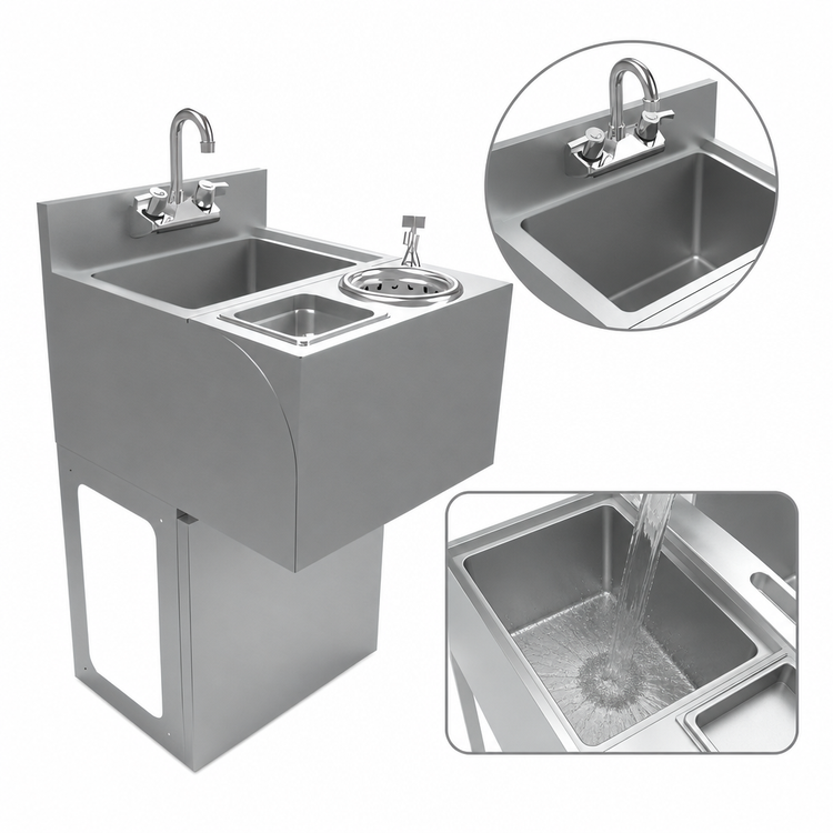 Product image #4 for BK Resources UBB-21-SSP18-P-G Underbar Speed Station with Dump Sink, Glass Rinser, and Dipper Well